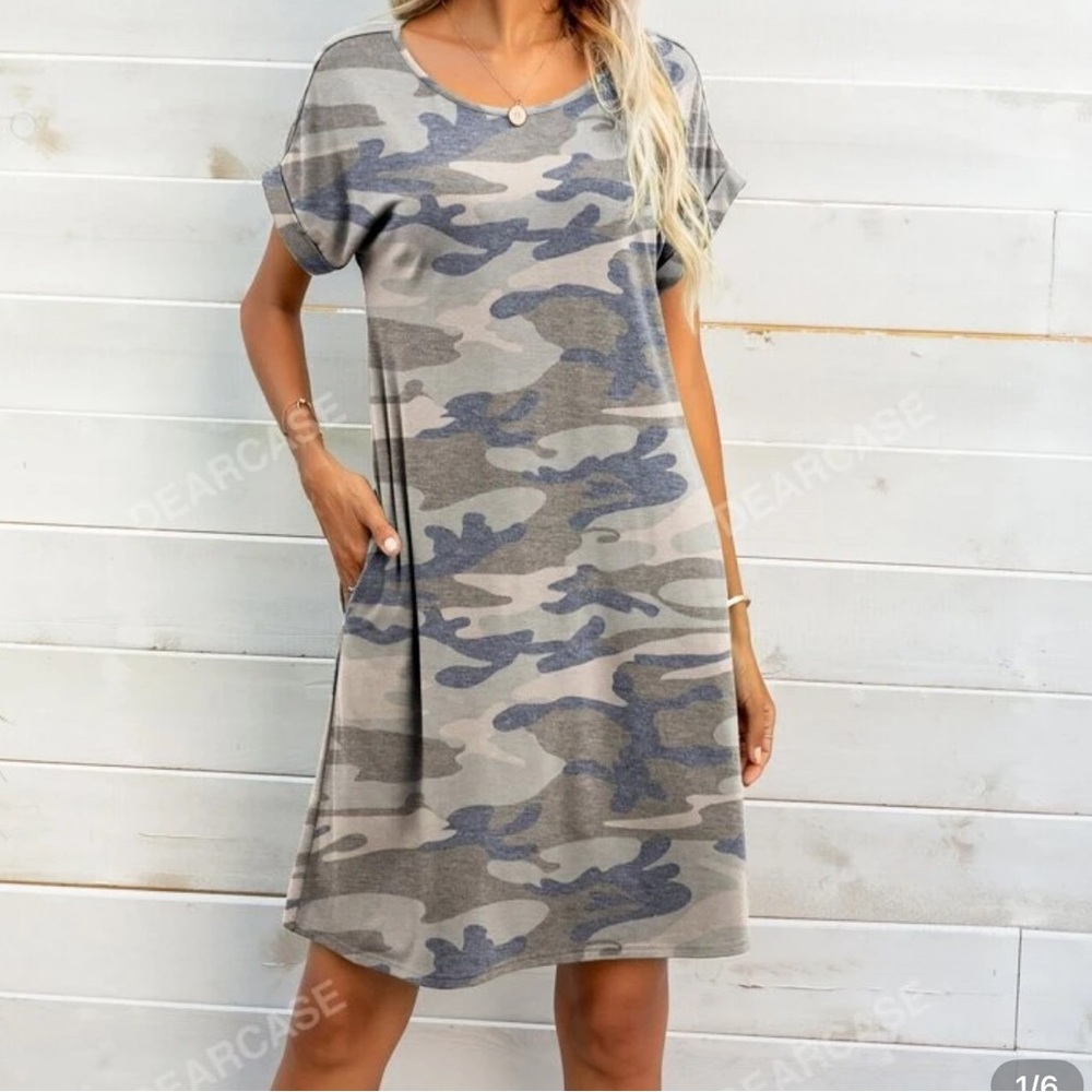 Camouflage Print T-Shirt Dress